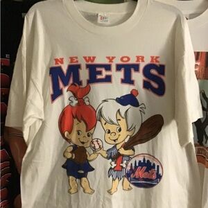Vintage 90's Grail Flintstones Pebbles & Bam Bam New York Mets Tee XL